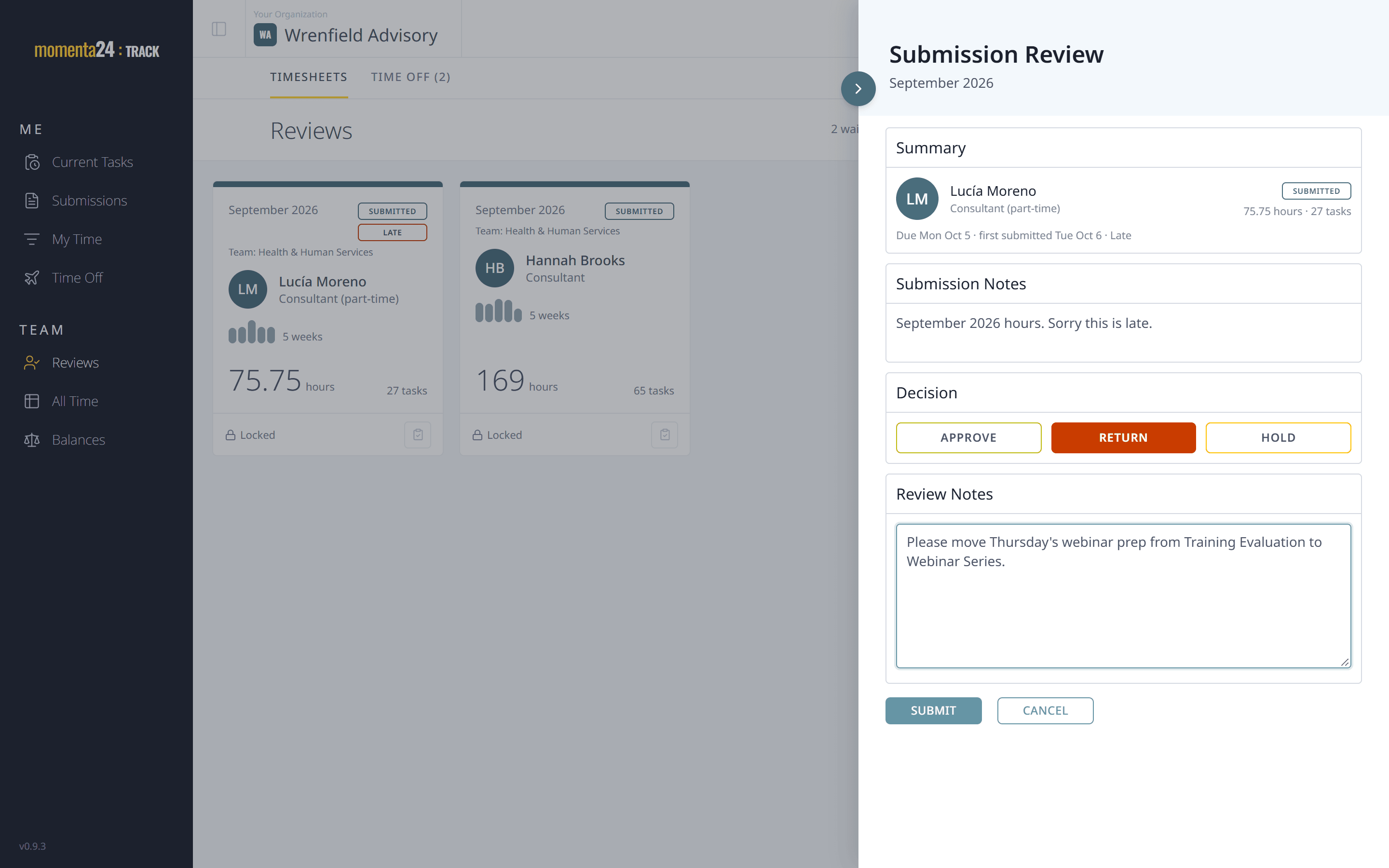 A reviewer returning a month with a note explaining what to fix